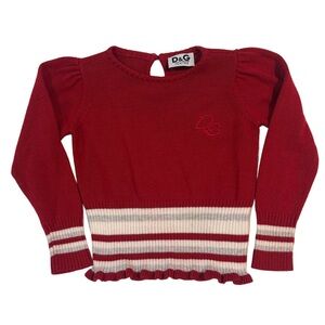 D&G Dolce & Gabbana Juniors Baby Infant Kids Red Sweater with White Stripes